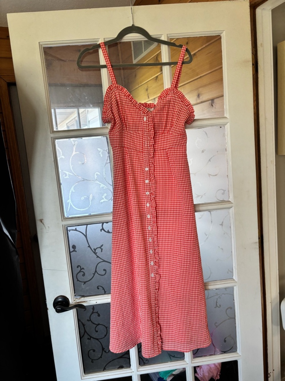 Ark & Co Red Gingham Button-Front Midi Dress